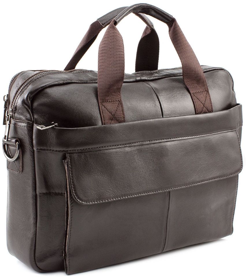 Кожаная недорогая сумка под формат А4 Leather Collection (10447)