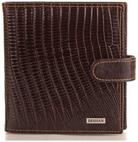Коричневая визитница среднего размера из натуральной кожи под рептилию Desisan 80198