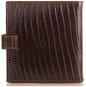 Коричневая визитница среднего размера из натуральной кожи под рептилию Desisan 80198