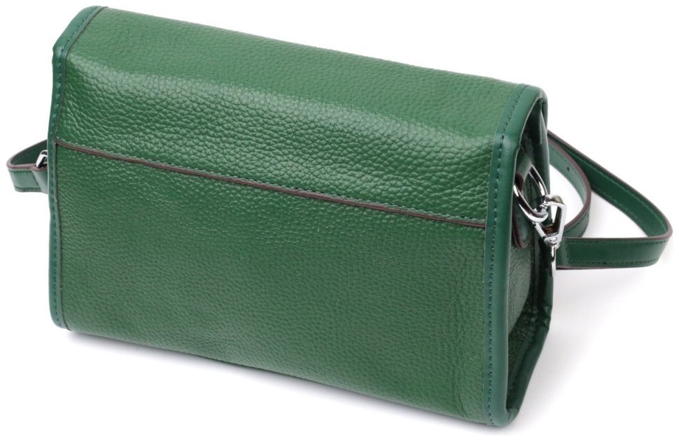 Компактная женская кожаная сумка зеленого цвета с плечевым ремешком Vintage 2422260