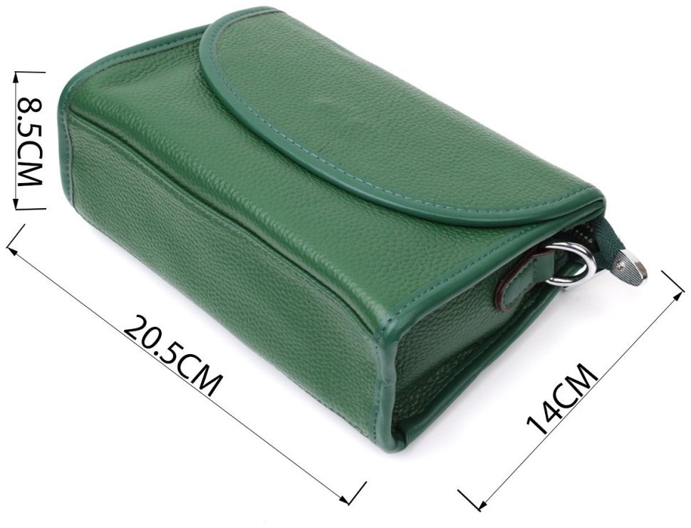 Компактна жіноча шкіряна сумка зеленого кольору з плечовим ремінцем Vintage 2422260 фото №11 Компактна жіноча шкіряна сумка зеленого кольору з плечовим ремінцем Vintage 2422260 modnotak фото №11