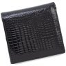 Чорний жіночий гаманець з лакової шкіри під рептилію з монетницею ST Leather 70798 - 4
