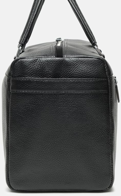 Мужская дорожная сумка из фактурной кожи черного цвета Ricco Grande (15619)