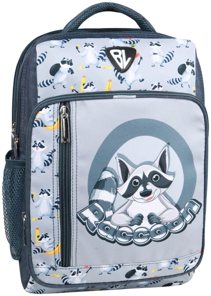 Школьный рюкзак для девочки 1-4 класс серого цвета принт енота Bagland 111298 modnotak фото №1