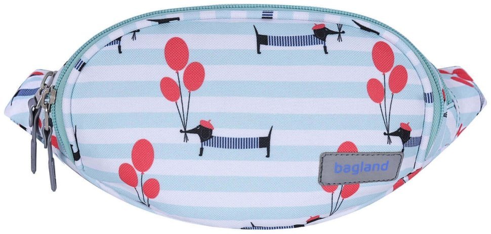 Поясная сумка бананка текстильная с принтом таксы с воздушными шариками Bagland 111398 modnotak фото №1
