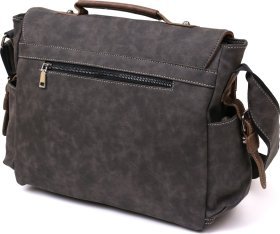 Мужской серый портфель из кожзама с клапаном Vintage (20491)