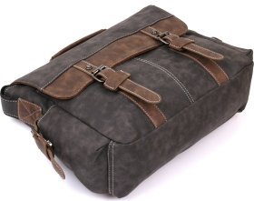 Мужской серый портфель из кожзама с клапаном Vintage (20491)