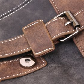 Мужской серый портфель из кожзама с клапаном Vintage (20491)
