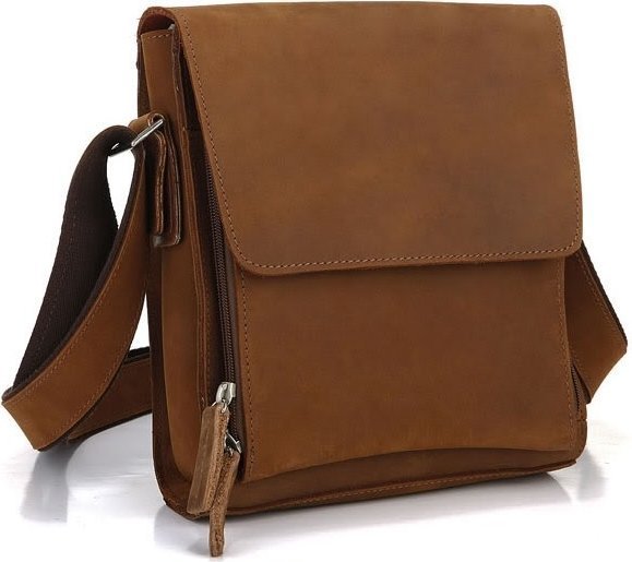 Наплечная сумка планшет из винтажной кожи с клапаном VINTAGE STYLE (14159)