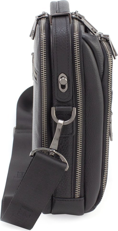 Вместительная мужская сумка-барсетка из натуральной фактурной кожи на две молнии H.T Leather (62198)