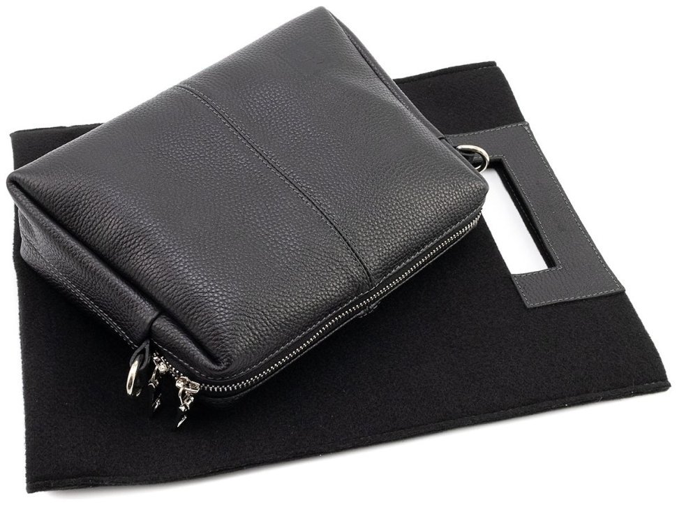 Кросс-боди женская сумочка из натуральной итальянской кожи Grande Pelle 102298 (черная) modnotak фото №10