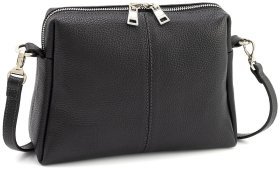 Крос-боді жіноча сумочка з натуральної італійської шкіри Grande Pelle 102298 (чорна)