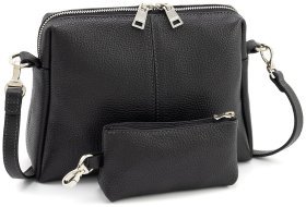 Крос-боді жіноча сумочка з натуральної італійської шкіри Grande Pelle 102298 (чорна)