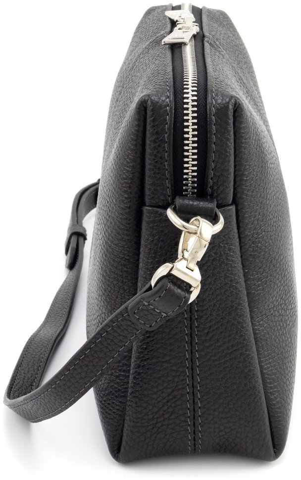 Кросс-боди женская сумочка из натуральной итальянской кожи Grande Pelle 102298 (черная) modnotak фото №3