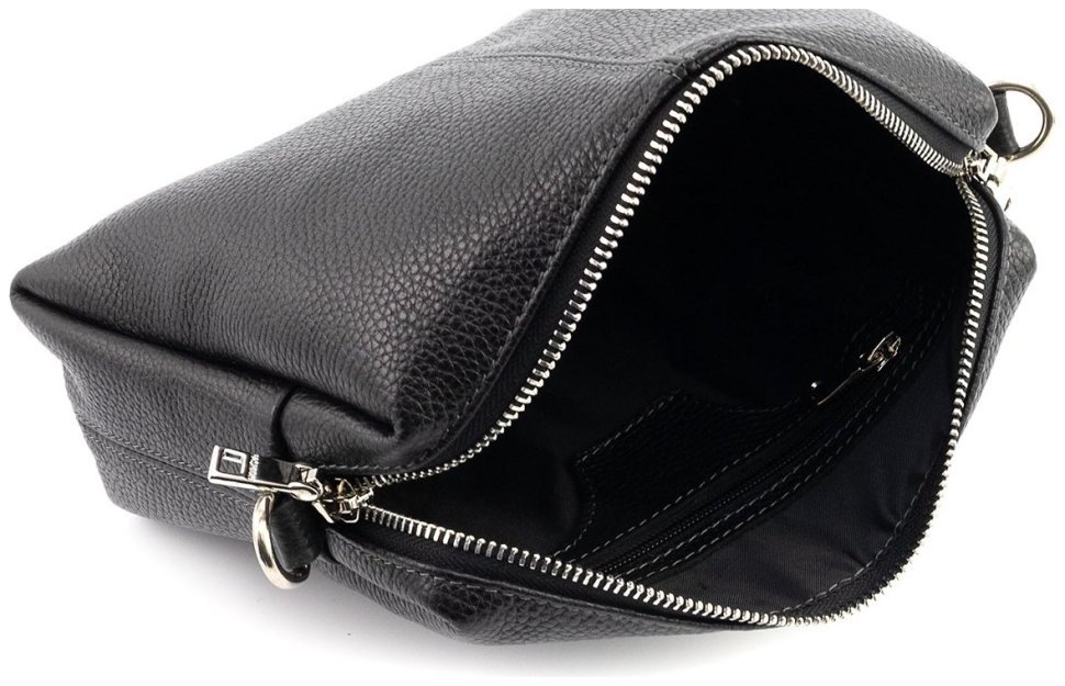 Кросс-боди женская сумочка из натуральной итальянской кожи Grande Pelle 102298 (черная) modnotak фото №8