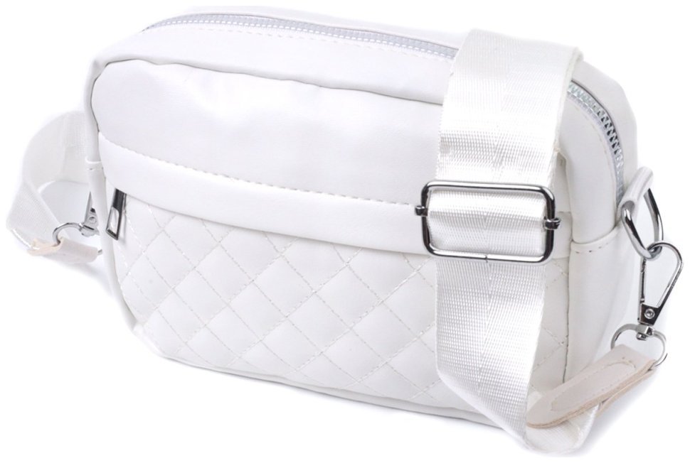 Женская сумка кросс-боди с монетницей из экокожи Vintage 22798 Белого цвета фото №1 Женская сумка кросс-боди с монетницей из экокожи Vintage 22798 Белого цвета modnotak фото №1