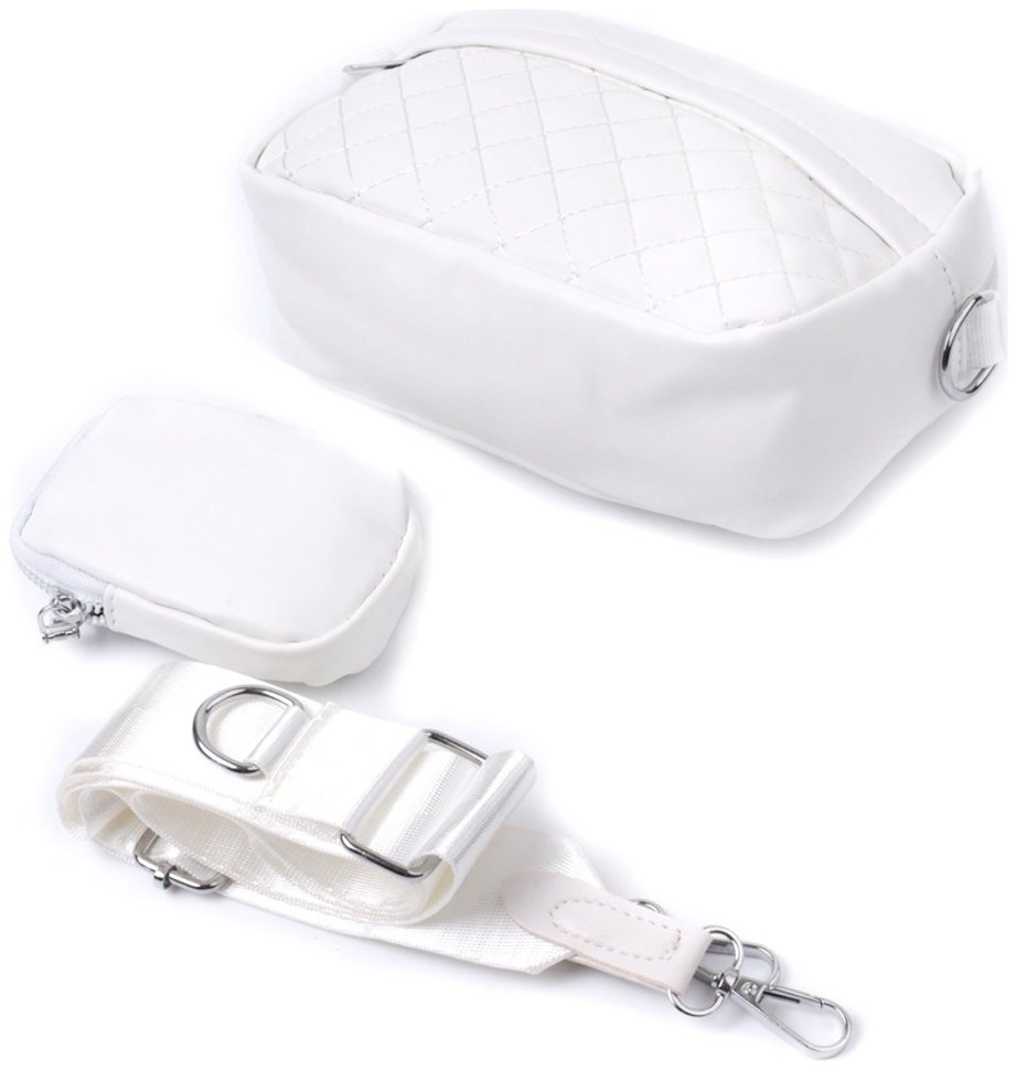 Женская сумка кросс-боди с монетницей из экокожи Vintage 22798 Белого цвета фото №5 Женская сумка кросс-боди с монетницей из экокожи Vintage 22798 Белого цвета modnotak фото №5