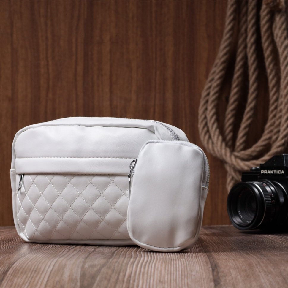 Женская сумка кросс-боди с монетницей из экокожи Vintage 22798 Белого цвета фото №9 Женская сумка кросс-боди с монетницей из экокожи Vintage 22798 Белого цвета modnotak фото №9