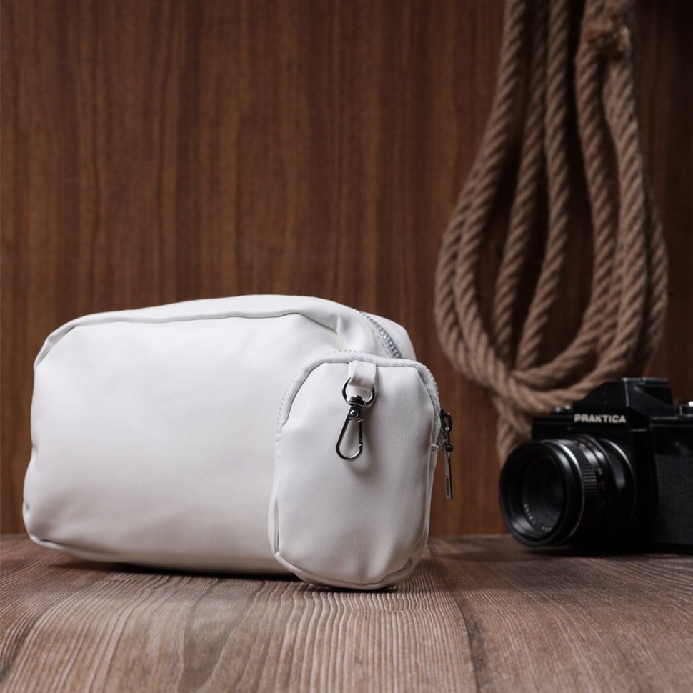 Женская сумка кросс-боди с монетницей из экокожи Vintage 22798 Белого цвета фото №10 Женская сумка кросс-боди с монетницей из экокожи Vintage 22798 Белого цвета modnotak фото №10