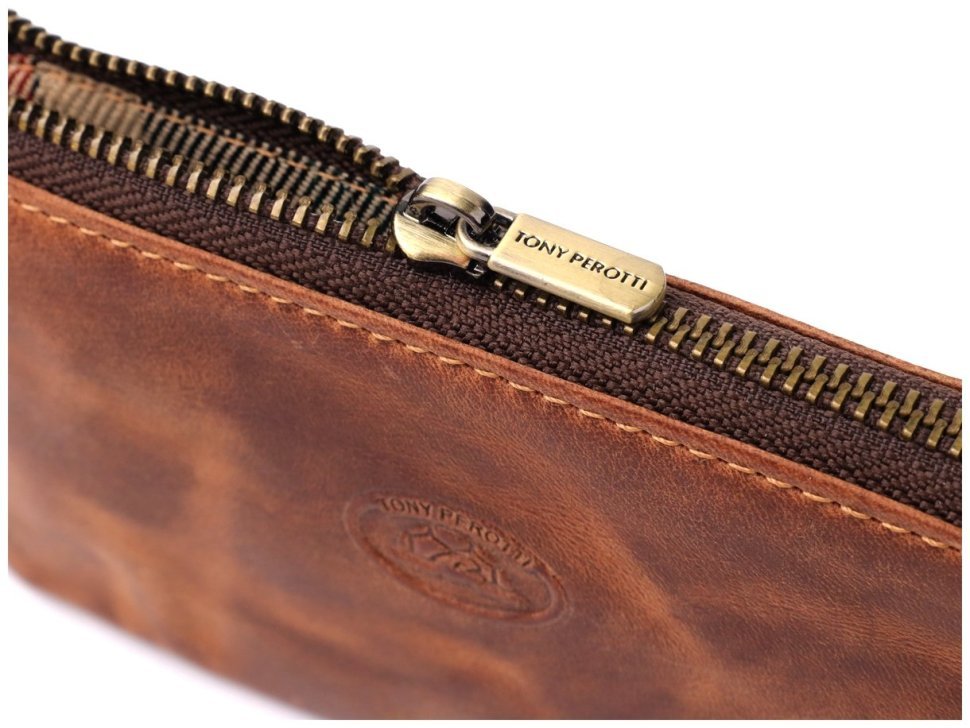 Кожаная ключница в винтажном стиле светло-коричневого цвета Tony Perotti 103298 modnotak фото №6