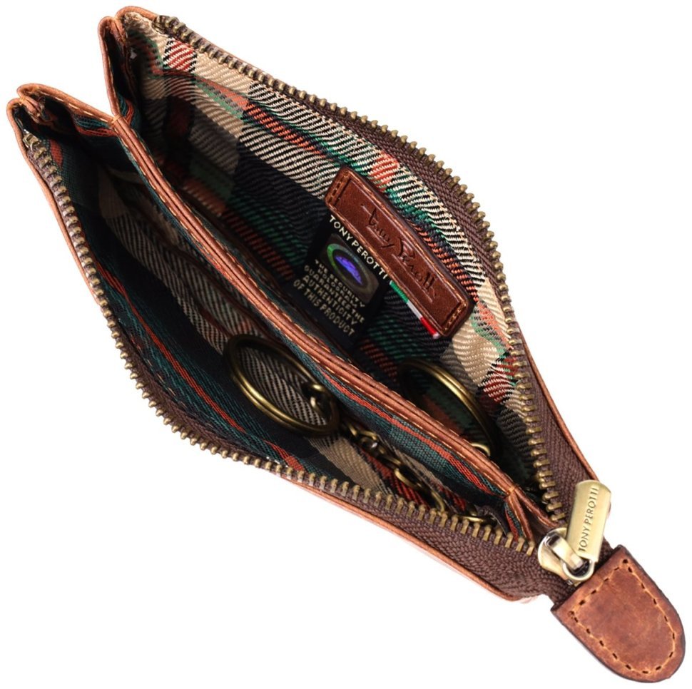 Кожаная ключница в винтажном стиле светло-коричневого цвета Tony Perotti 103298 modnotak фото №7