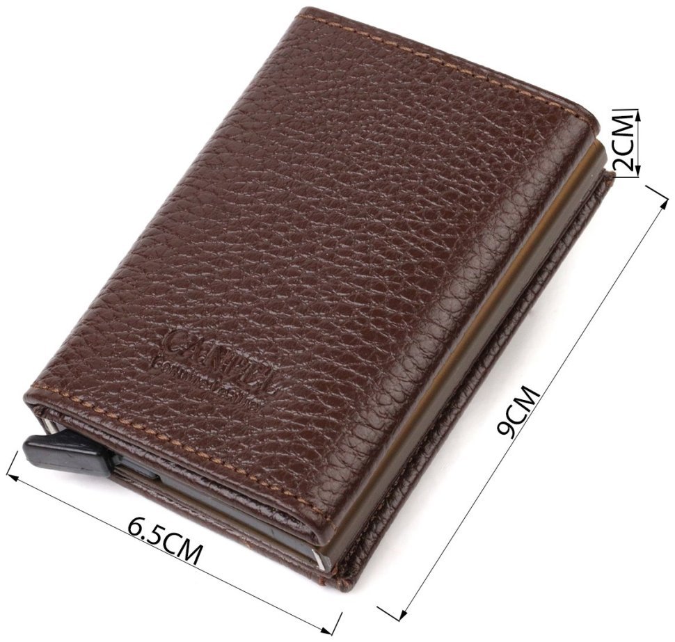 Коричневый картхолдер из натуральной кожи в три сложения с автоматическим механизмом CANPELLINI (2421934) фото №9 Коричневый картхолдер из натуральной кожи в три сложения с автоматическим механизмом CANPELLINI (2421934) modnotak фото №9