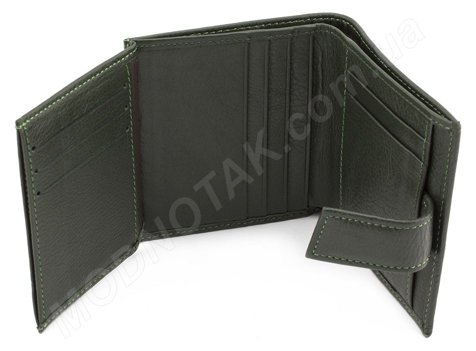 Мініатюрний жіночий шкіряний гаманець зеленого кольору ST Leather (17475)