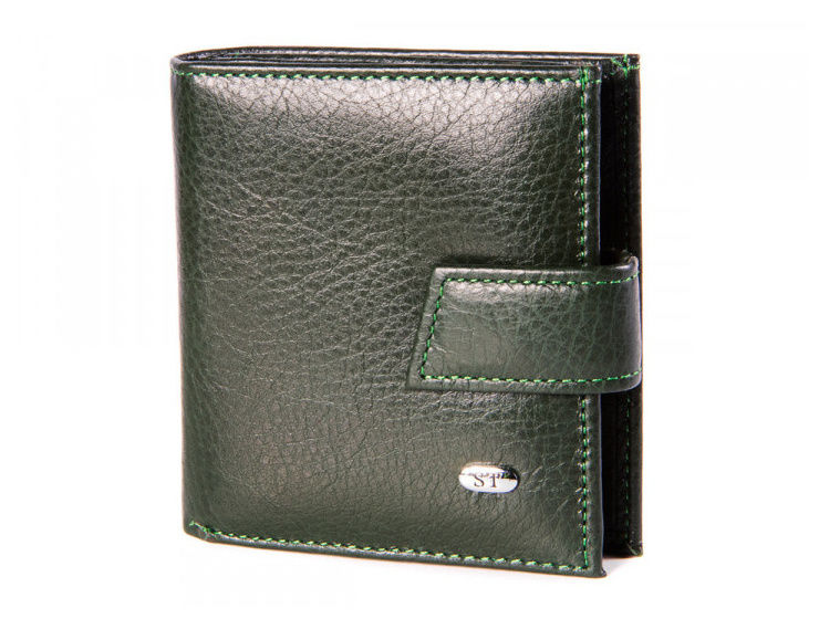 Мініатюрний жіночий шкіряний гаманець зеленого кольору ST Leather (17475)