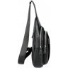 Вместительная мужская сумка-слинг на плечо из фактурной кожи черного цвета Tiding Bag (15886) - 5