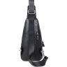 Вместительная мужская сумка-слинг на плечо из фактурной кожи черного цвета Tiding Bag (15886) - 11