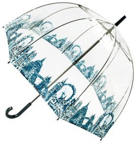 Зонт-трость женский Fulton Birdcage-2 L042 London Icons (Трость, механика, прозрачный с видами Лондона) 93798