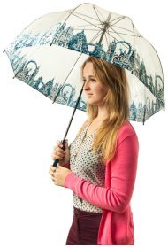 Зонт-трость женский Fulton Birdcage-2 L042 London Icons (Трость, механика, прозрачный с видами Лондона) 93798