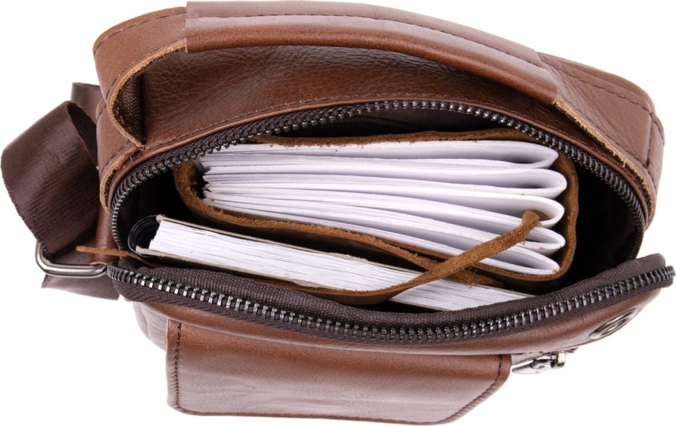 Мужская кожаная сумка-барсетка с отверстием для наушников Vintage (20414)