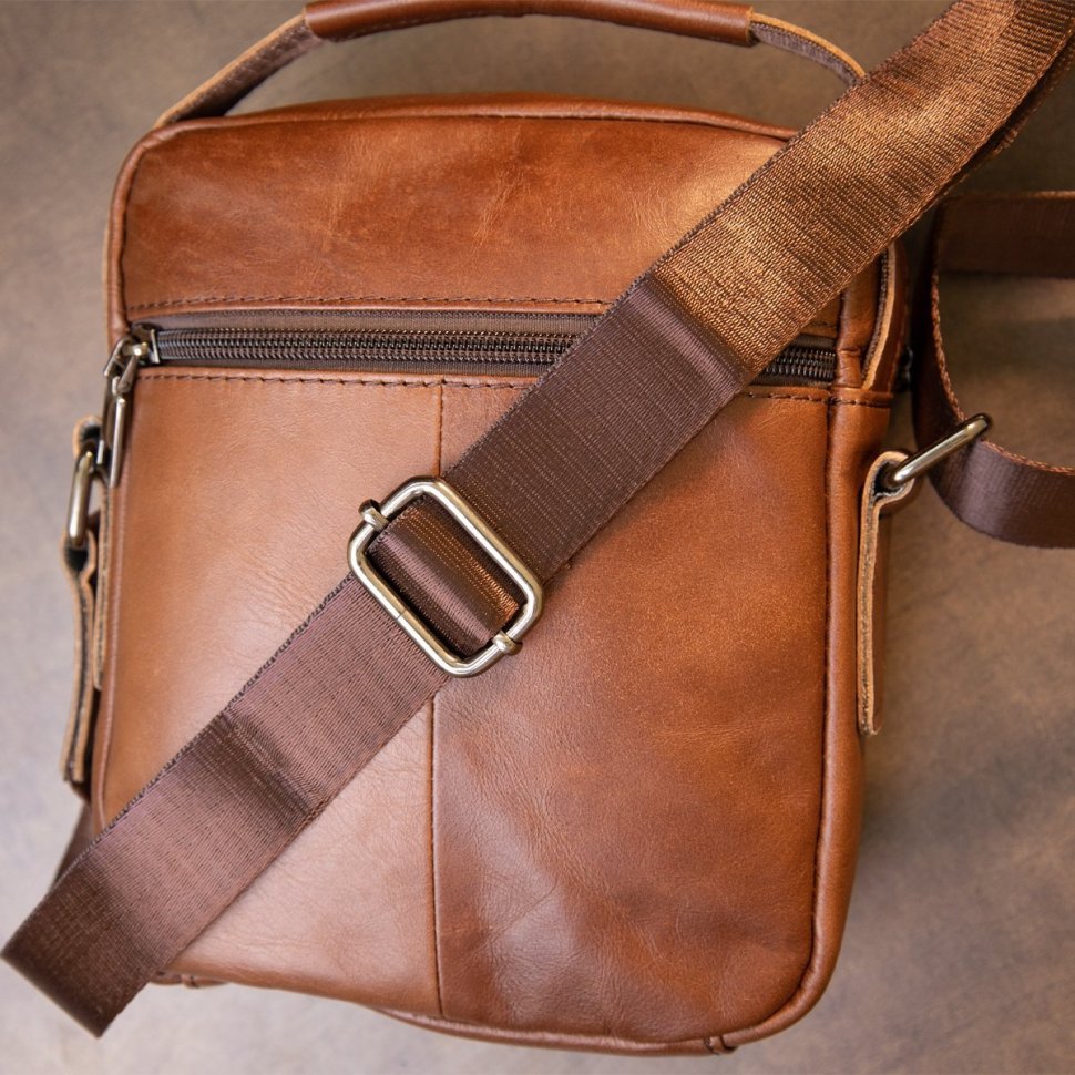 Мужская кожаная сумка-барсетка с отверстием для наушников Vintage (20414)