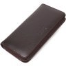 Просторий гаманець із натуральної зернистої шкіри коричневого кольору на блискавці BOND (2421981) - 1