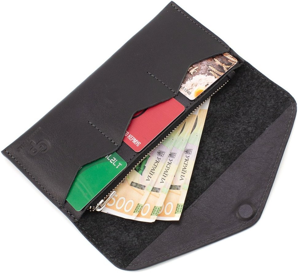 Тонкий гаманець на магніті з італійської шкіри Grande Pelle 64298