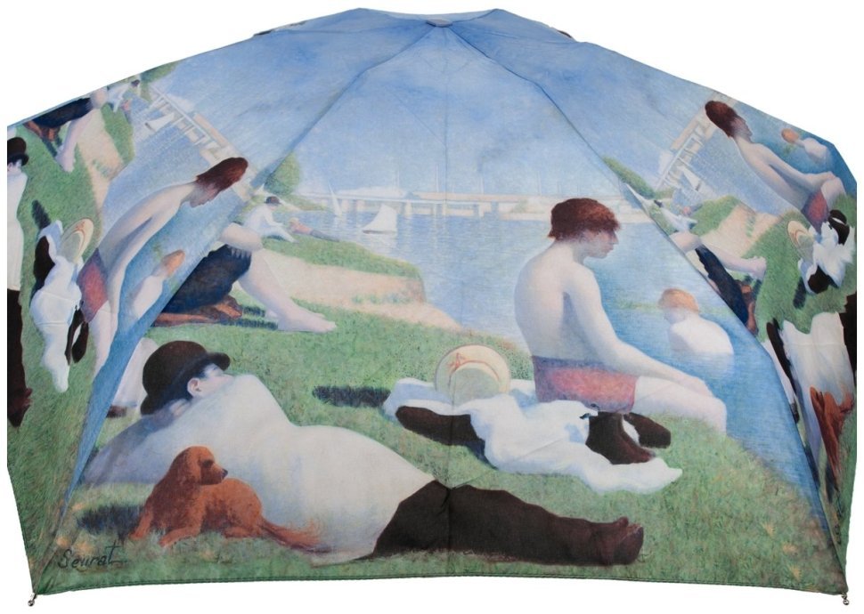 Мини-зонт женский Fulton L794-041284 National Gallery Tiny-2 Seurat Bathers at Asnieres (Разноцветный с принтом "Купальщицы в Аньере", механика) 94298 modnotak фото №10