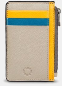 Женский кожаный кардхолдер с RFID защитой серого цвета с разноцветными вставками Yoshi 94398