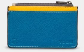 Женский кожаный кардхолдер с RFID защитой серого цвета с разноцветными вставками Yoshi 94398