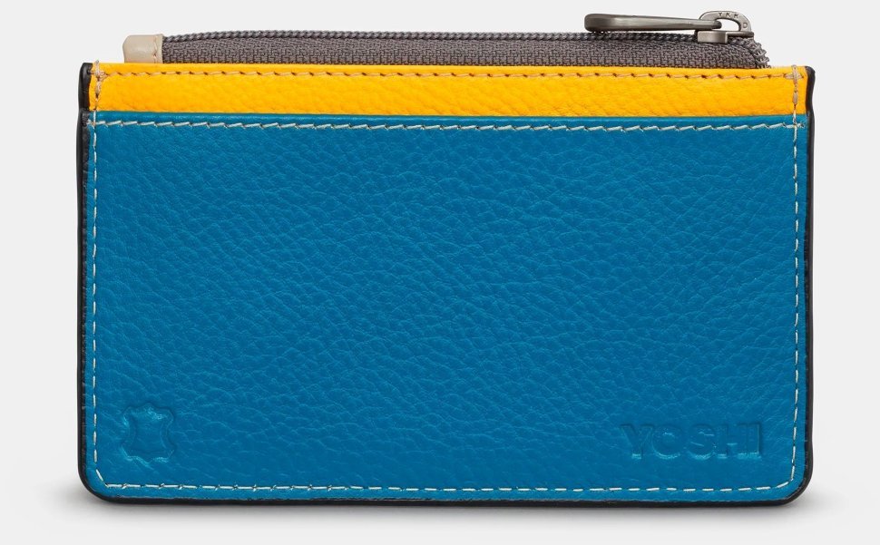 Женский кожаный кардхолдер с RFID защитой серого цвета с разноцветными вставками Yoshi 94398 modnotak фото №2