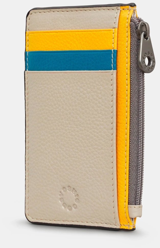 Женский кожаный кардхолдер с RFID защитой серого цвета с разноцветными вставками Yoshi 94398 modnotak фото №4