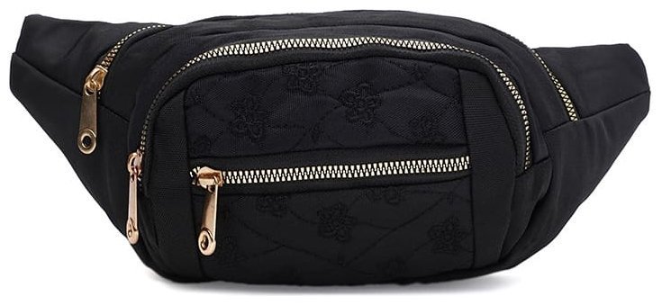 Стильная женская сумка-бананка из прочного текстиля черного цвета Monsen 104498 modnotak фото №1