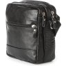 Объемная мужская сумка на плечо из натуральной черной кожи SHVIGEL (00926) - 1