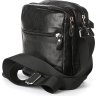 Объемная мужская сумка на плечо из натуральной черной кожи SHVIGEL (00926) - 3
