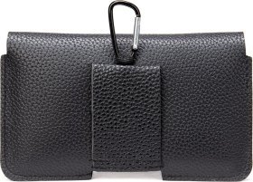 Горизонтальная мужская черная сумка из эко-кожи на брючный ремень Vintage (20349)