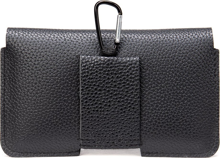 Горизонтальна чоловіча чорна сумка з еко-шкіри на брючний ремінь Vintage (20349)