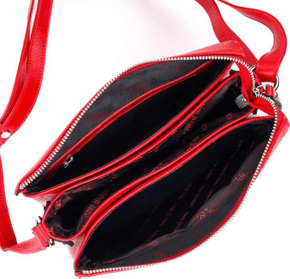 Червона жіноча сумка-кроссбоді із натуральної шкіри через плече KARYA (2420884)