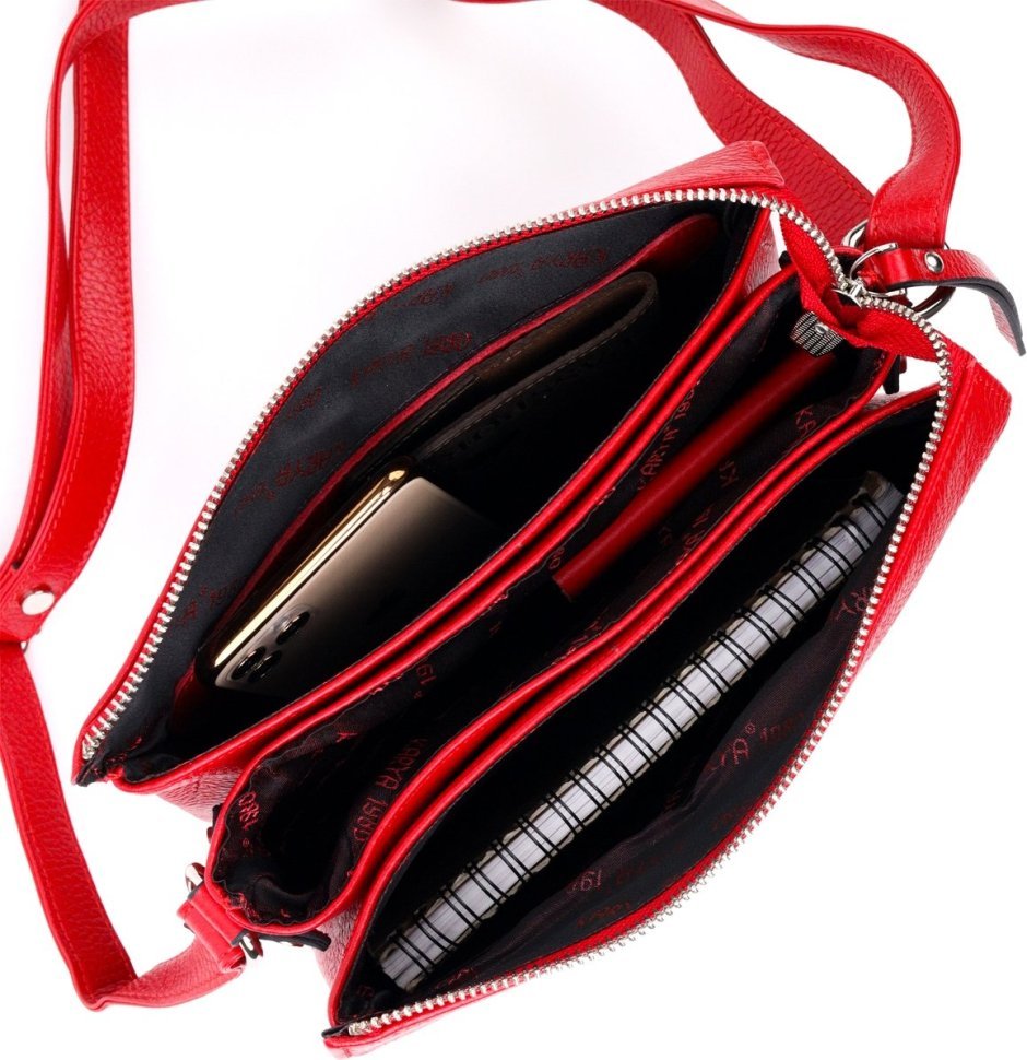 Красная женская сумка-кроссбоди из натуральной кожи через плечо KARYA (2420884)