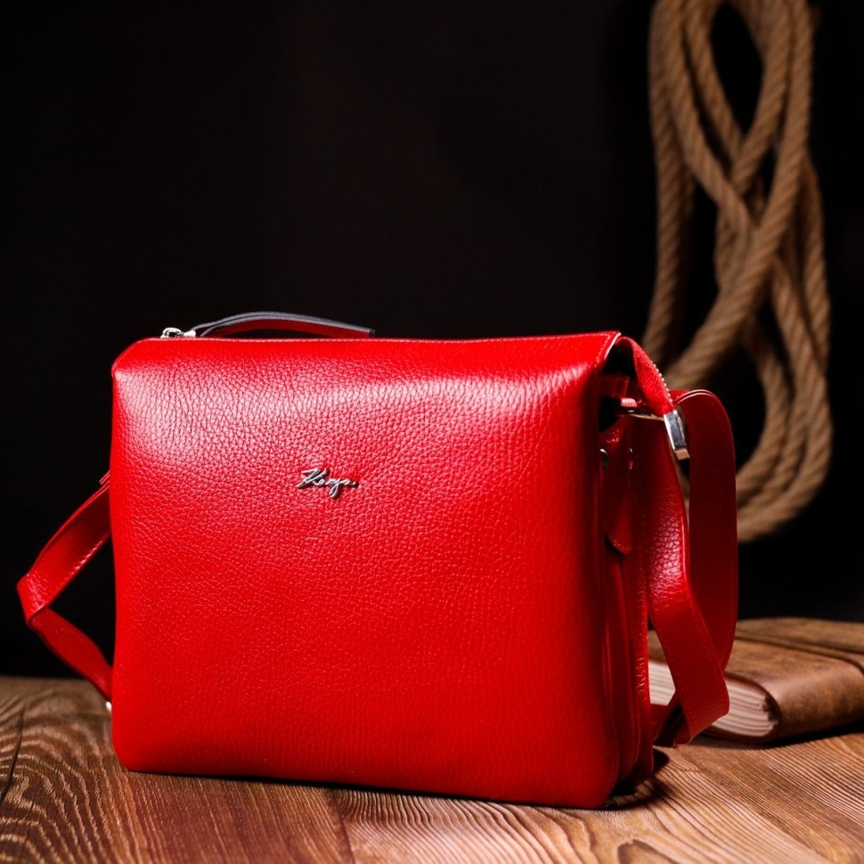 Червона жіноча сумка-кроссбоді із натуральної шкіри через плече KARYA (2420884)