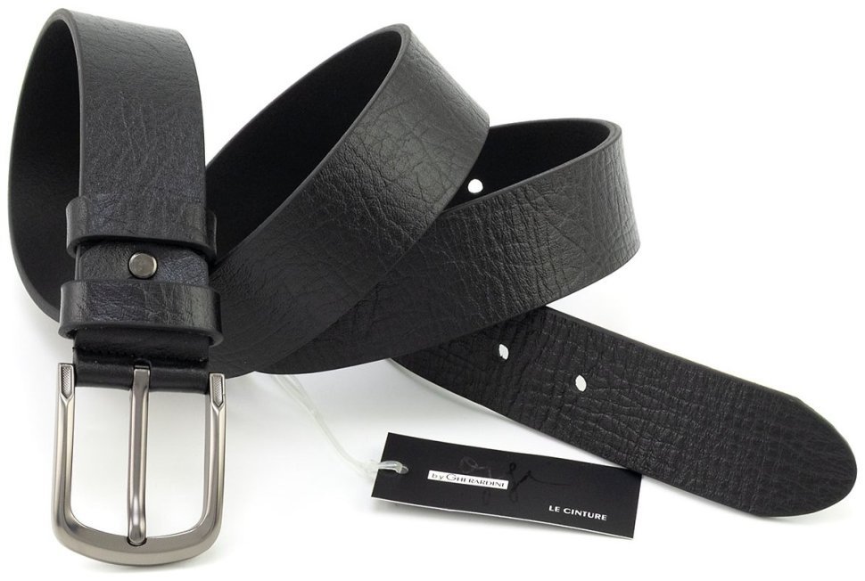 Классический мужской ремень из натуральной фактурной кожи Gherardini 40818 Италия modnotak фото №3